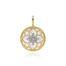 Floral - 14K Yellow Gold 32mm Bujukan Diamond and Mother of Pearl Medallion Pendant With Detachable Bail - 0.53 ct