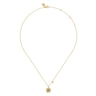 Floral - 14K Yellow Gold Blue Topaz Floral Drop Necklace