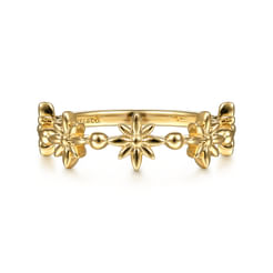 Floral - 14K Yellow Gold Bujukan Dainty Floral Ring