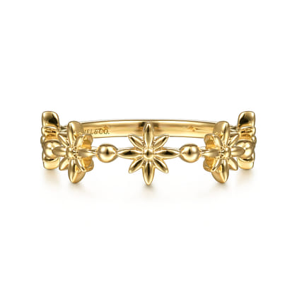 Floral - 14K Yellow Gold Bujukan Dainty Floral Ring