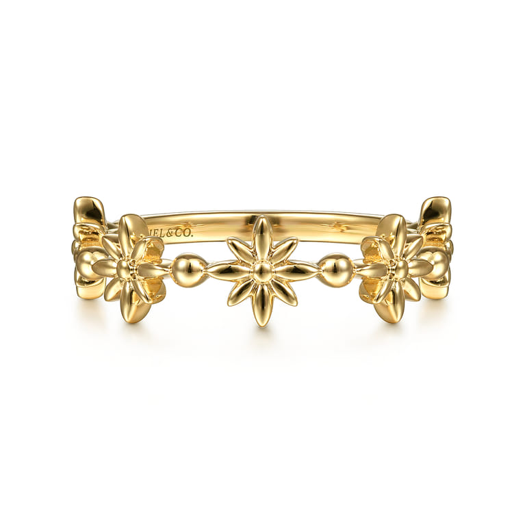 Floral - 14K Yellow Gold Bujukan Dainty Floral Ring - Shot 1