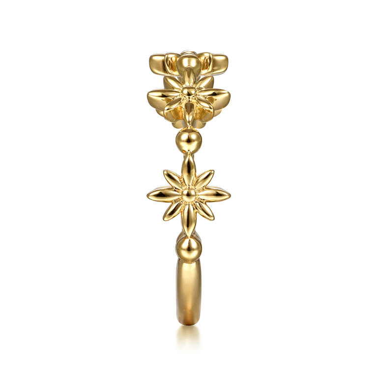Floral - 14K Yellow Gold Bujukan Dainty Floral Ring - Shot 4
