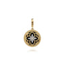 Floral - 14K Yellow Gold Bujukan Diamond and Black Onyx Medallion Pendant in size 18mm With Detachable Bail - 0.09 ct