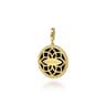 Floral - 14K Yellow Gold Bujukan Diamond and Black Onyx Medallion Pendant in size 24mm With Detachable Bail - 0.35 ct