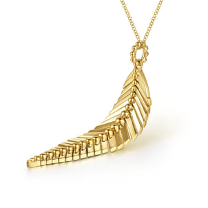 Floral - 14K Yellow Gold Bujukan Leaf Pendant Necklace
