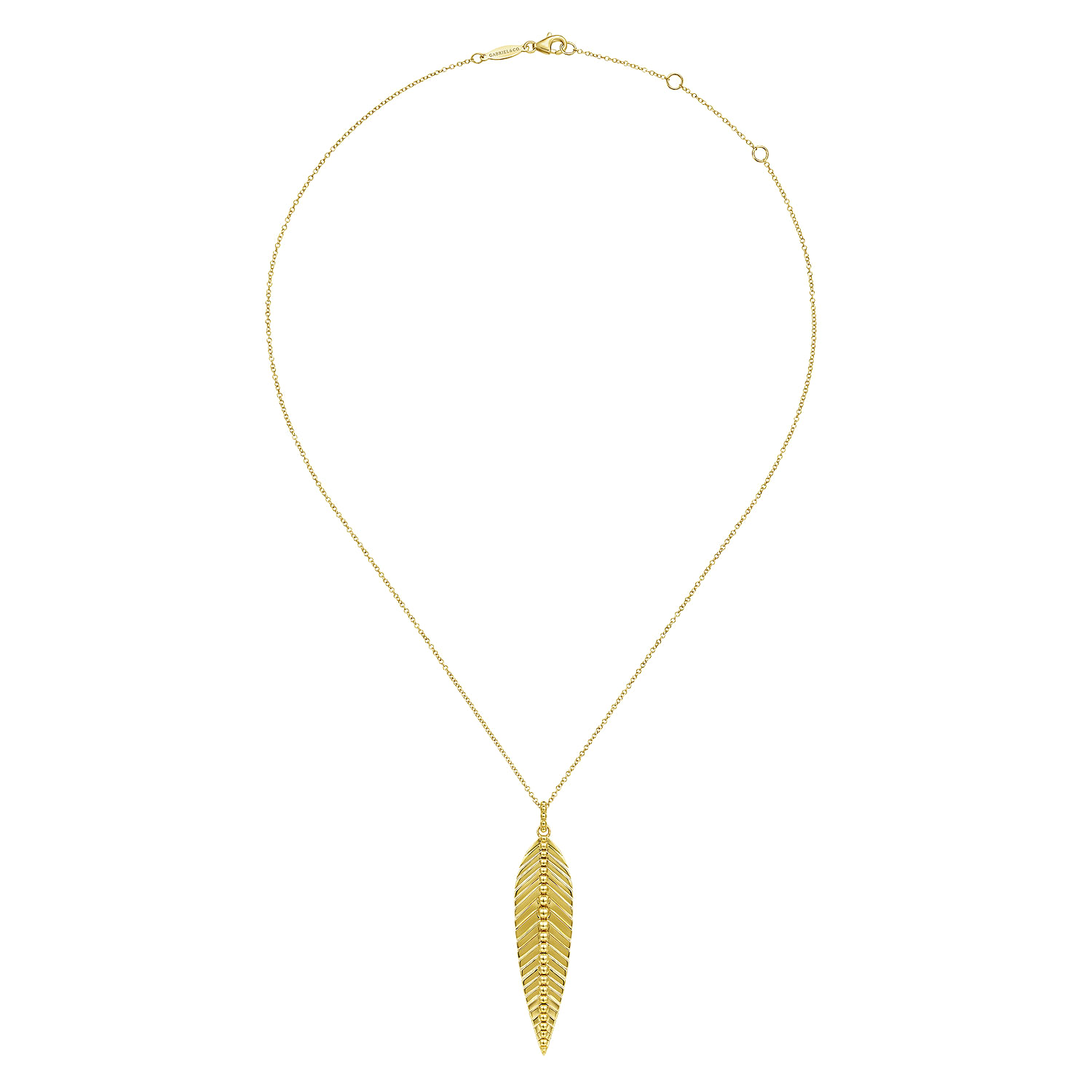 Floral - 14K Yellow Gold Bujukan Leaf Pendant Necklace