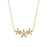 Floral - 14K Yellow Gold Diamond Floral Bar Necklace - 0.25 ct