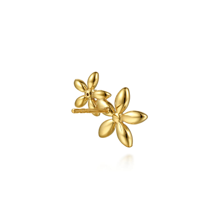 Floral - 14K Yellow Gold Diamond Floral Ear Climber Earrings - 0.3 ct - Shot 2