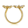 Floral - 14K Yellow Gold Diamond Floral Open Ring - 0.24 ct