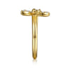 Floral - 14K Yellow Gold Diamond Floral Open Ring - 0.24 ct