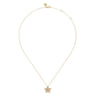Floral - 14K Yellow Gold Diamond Floral Pendant Necklace - 0.3 ct