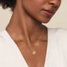 Floral - 14K Yellow Gold Diamond Floral Pendant Necklace - 0.3 ct