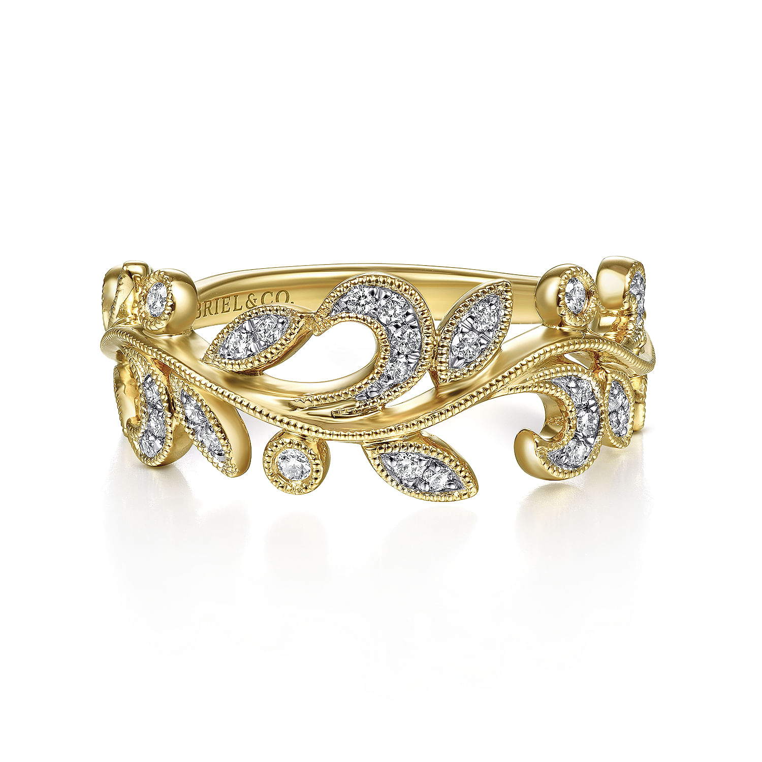 Floral - 14K Yellow Gold Diamond Floral Ring