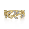 Floral - 14K Yellow Gold Diamond Floral Ring - 0.2 ct