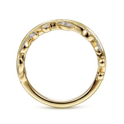 Floral - 14K Yellow Gold Diamond Floral Ring