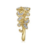Floral - 14K Yellow Gold Diamond Floral Ring - 0.2 ct