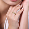 Floral - 14K Yellow Gold Diamond Floral Ring - 0.2 ct