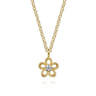 Floral - 14K Yellow Gold Diamond Flower Pendant Necklace - 0.02 ct