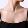 Floral - 14K Yellow Gold Diamond Flower Pendant Necklace - 0.02 ct