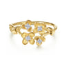 Floral - 14K Yellow Gold Engraved Floral Diamond Ring - 0.06 ct