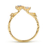 Floral - 14K Yellow Gold Engraved Floral Diamond Ring - 0.06 ct