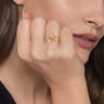 Floral - 14K Yellow Gold Engraved Floral Diamond Ring - 0.05 ct