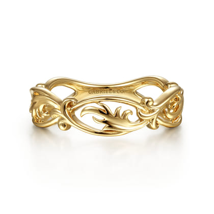 Floral - 14K Yellow Gold Filigree Floral Ring