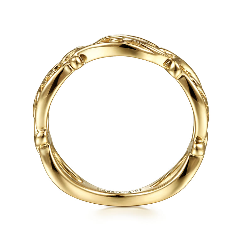 Floral - 14K Yellow Gold Filigree Floral Ring - Shot 2