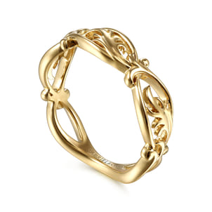Floral - 14K Yellow Gold Filigree Floral Ring