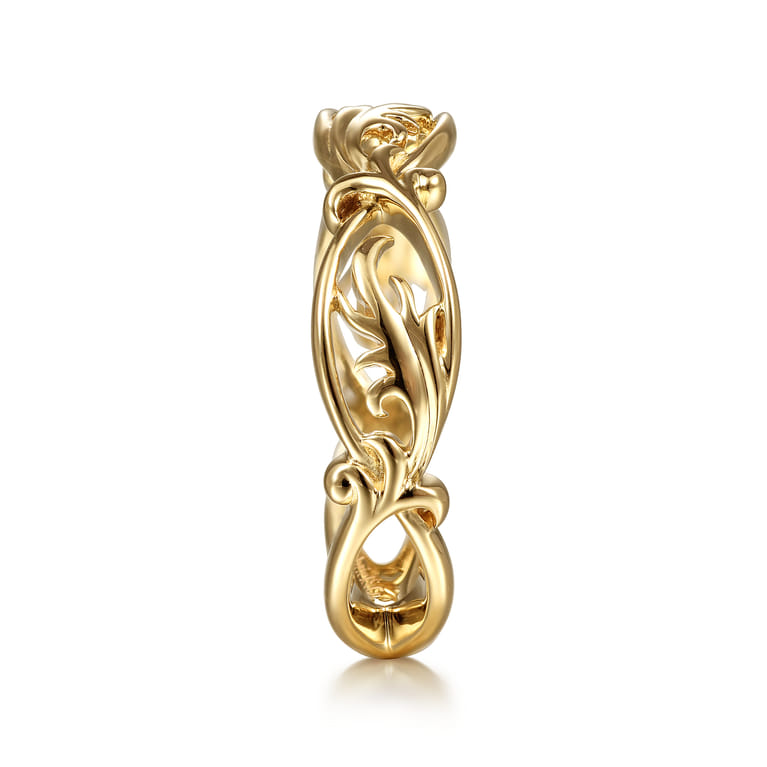 Floral - 14K Yellow Gold Filigree Floral Ring - Shot 4