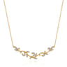 Floral - 14K Yellow Gold Floral Branch Diamond Necklace - 0.3 ct