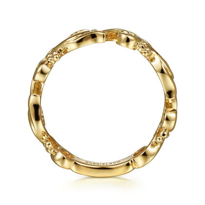 Floral - 14K Yellow Gold Floral Stackable Ring