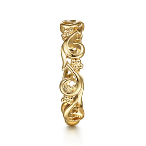 Floral - 14K Yellow Gold Floral Stackable Ring