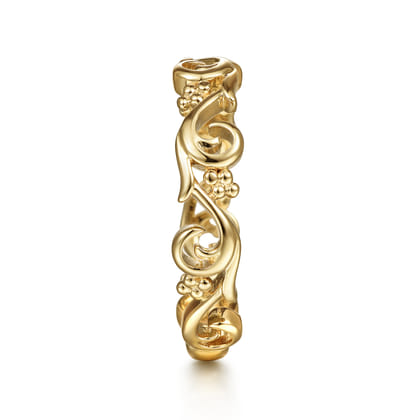 Floral - 14K Yellow Gold Floral Stackable Ring