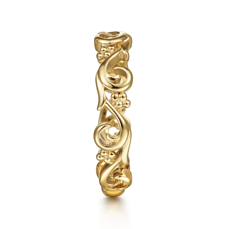 Floral - 14K Yellow Gold Floral Stackable Ring - Shot 4
