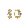 Floral - 14K Yellow Gold Floral15mm Diamond Huggies - 0.3 ct