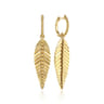 Floral - 14K Yellow Gold Huggie Drop Earrings