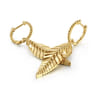Floral - 14K Yellow Gold Huggie Drop Earrings