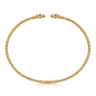Floral - 14K Yellow Gold Open Bangle with Pave Diamond Circles - 0.18 ct