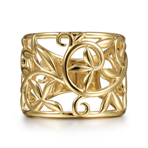 Floral - 14K Yellow Gold Open Floral Wide Ring