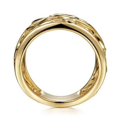 Floral - 14K Yellow Gold Open Floral Wide Ring