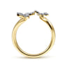 Floral - 14K Yellow Gold Pave Diamond Floral Open Ring - 0.3 ct