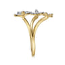 Floral - 14K Yellow Gold Pave Diamond Floral Open Ring - 0.3 ct