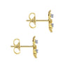 Floral - 14K Yellow Gold Stacked Flower Diamond Stud Earrings - 0.04 ct