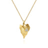 Floral - 18 inch 14K Yellow Gold Diamond Leaf Pendant Necklace - 0.07 ct