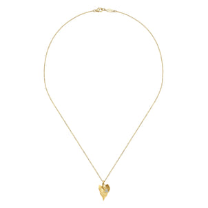 Floral - 18 inch 14K Yellow Gold Diamond Leaf Pendant Necklace