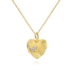18 inch 14K Yellow Gold Diamond Leaf Pendant Necklace
