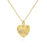 Floral - 18 inch 14K Yellow Gold Diamond Leaf Pendant Necklace - 0.07 ct