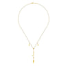 Floral - 18 inch 14K Yellow Gold Y Necklace with Leaf Drops and Center Diamond
