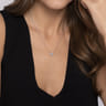 Floral - 18 inch 925 Sterling Silver Round Floral White Sapphire Pendant Necklace